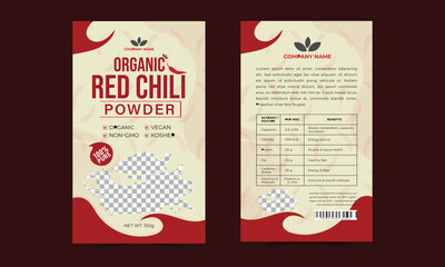 Red Chili Powder Packaging Label Template Design for Pouch