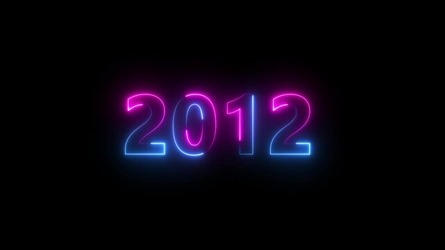Abstract 2012 neon text animation ,For neon color Glowing neon number text background 4k video animation .