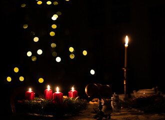Cozy Candle-Lit Christmas Table with Festive Holiday Decor