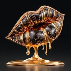 Shiny golden lipstick luxury beauty illustration high resolution picture