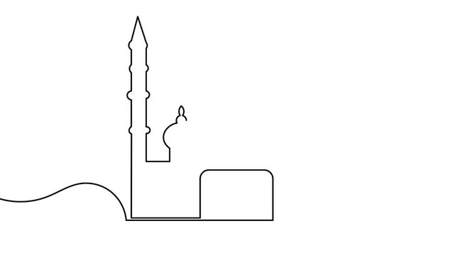 Islamic icon one line art animation seamless loop minimal design