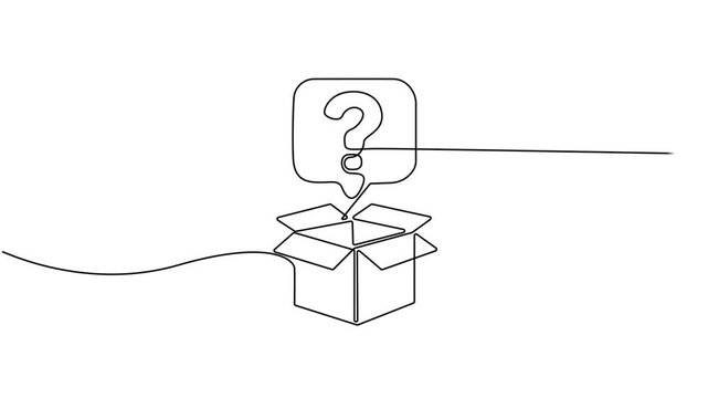 Animated self drawing of continuous line draw Quick tips. Continuous one line drawing of question mark, Animated self drawing question mark and speech bubble. Full length one line animation. 4K video.