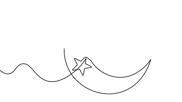 Minimalist islamic icon continuous line drawing loop animation