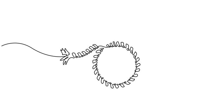 Strong rough brown rope animation continuous one line drawing, full length one line animation. minimalist pro vector illustration. self drawing animated Strong rough brown rope.