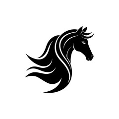 Graceful horse head logo with smooth flowing mane premium style On white Background Vector illustration © Roni