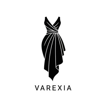 Elegant Black Dress Logo Design for Varexia Brand.