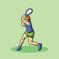 Tennis Player Athlete in Dynamic Pose Vibrant Stylized Vector
