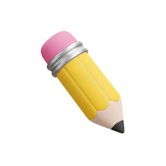 Vibrant yellow pencil with pink eraser on black background