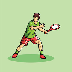 Tennis Player Athlete in Dynamic Pose Vibrant Stylized Vector