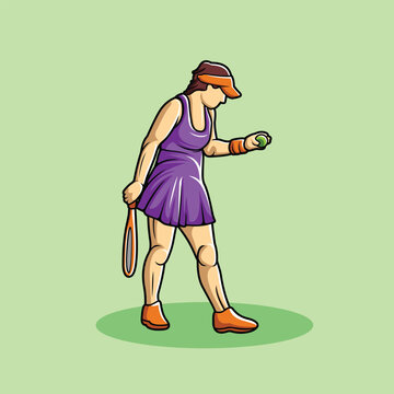 Tennis Player Athlete in Dynamic Pose Vibrant Stylized Vector