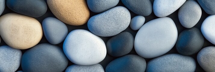 Close-Up of a Serene Riverbed with Smooth Stones, Showcasing Nature s Textural Harmony and Beauty