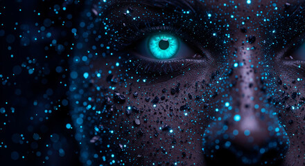 A cosmic eye made of stars and galaxies looks out from deep space, a powerful abstract concept for vision, universal data, and futuristic perception