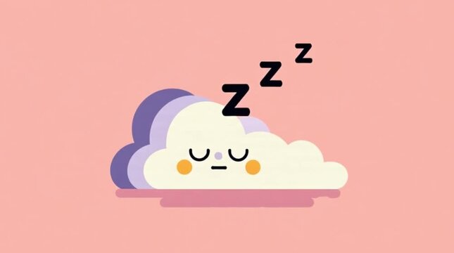 Sleeping Cloud Character Cartoon Animation ZZZ Flat Design
