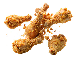 crispy fried chicken drumsticks isolated on white