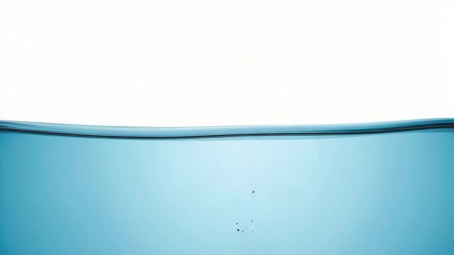 Clear blue water surface with gentle wave and small air bubbles and refreshing minimal splash with