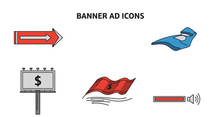 Collection of Various Banner Advertising Icons.