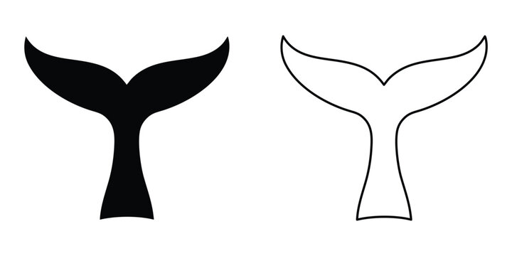 whale tail silhouette vector, mermaid tail icon