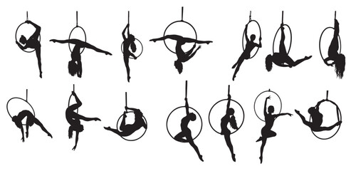 aerial hoop silhouette white background © Aouaj