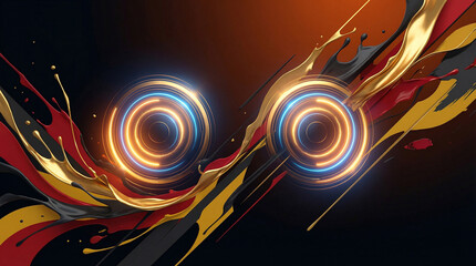 Abstract Glowing Swirls with Paint Splashes, Dynamic Energy Background