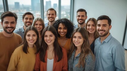 Diverse team business office smiling colleagues friendly confident young professionals teamwork