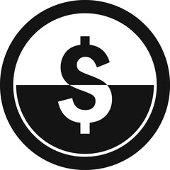 Obraz premium Coin icon, black coin isolated on a white background, realistic coin. Vector, designer illustration, web banner, vector image.