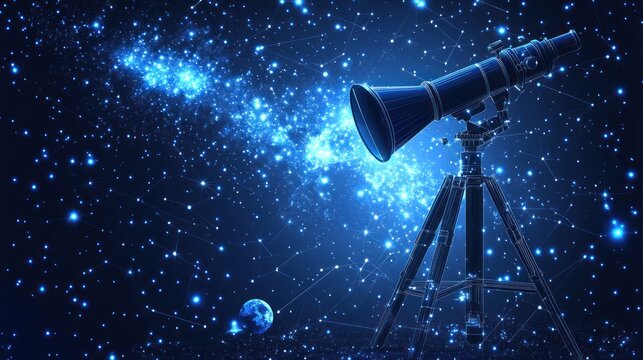 Telescope in starry night - Powered by Adobe