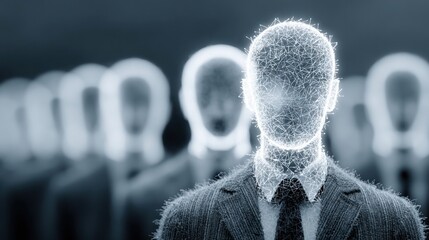 Businessman standing out with unique leadership idea among group, Management and creativity concept