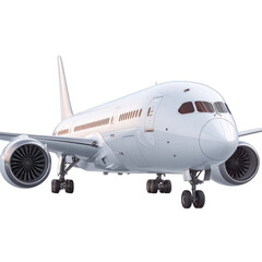 Obraz premium A large white airplane with a white tail and a white engine