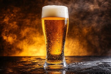 Golden Beer Pouring into Glass with Bubbly Foam, Perfect for Celebrations and Refreshing Moments