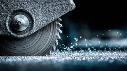 Focused view of a professional grinding saw blade teeth using a powered bench grinder maintaining optimal tooth geometry and durability.