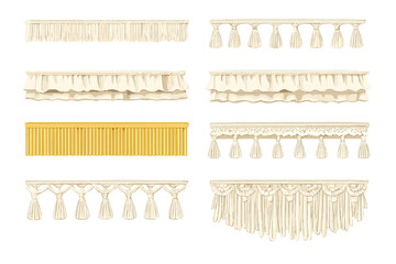 Ornate Decorative Trim with Tassels and Ruffles