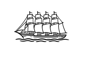 Silhouette of a Tall Ship with Four Masts © Alan