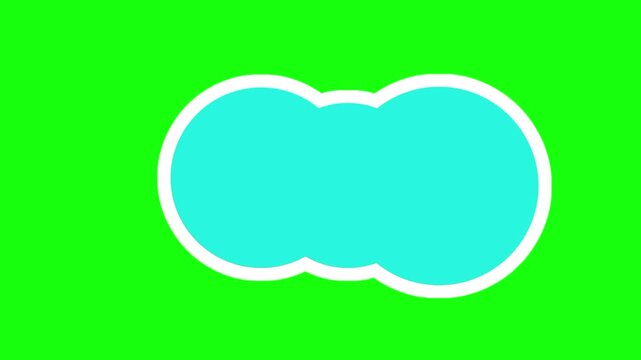 Blue abstract cartoon shape with white outline on seamless green screen background. Suitable for graphic design projects, presentations, and social media posts.