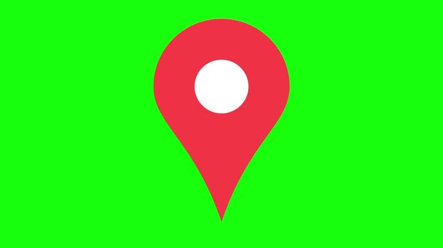 Red map marker icon on seamless green screen background. Perfect for navigation apps, locationbased services, and travel websites. Ideal for digital designs.