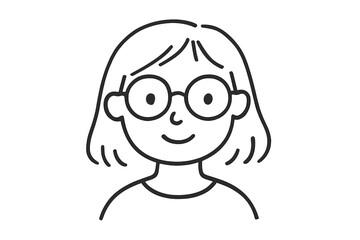 Obraz premium Cartoon girl with glasses and short hair