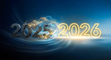 2026 New Year Transition Concept With 2025 Fading Away
