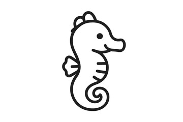 Fototapeta premium Cute black outline seahorse on a gray gradient background