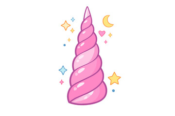 Pink Unicorn Horn with Stars and Moon