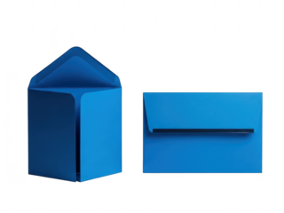 Blue envelopes isolated on transparent background for mailing and correspondence purposes always