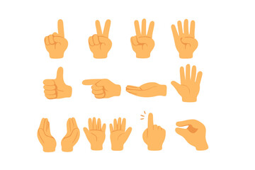 Fototapeta premium Set of glowing hand gesture icons