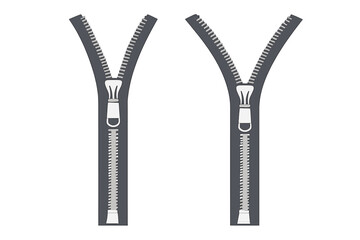 Two open zippers on a gray background © Andrei