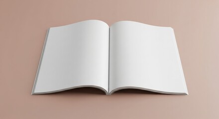 Blank open magazine mockup on nude background for design projects
