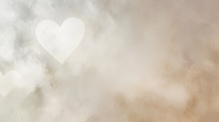 淡いベージュトーンのやさしいハート抽象背景