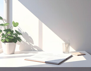 室内　白　植木鉢