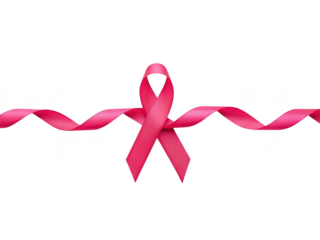 Pink ribbon on transparent background for breast cancer awareness campaign