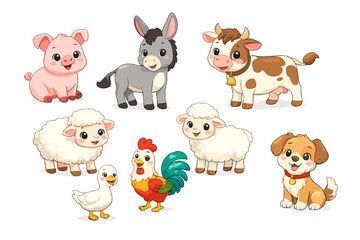 Obraz premium Cute Farm Animals Group
