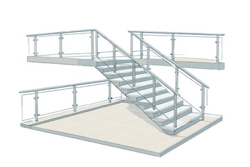 Modern Staircase with Glass Railings