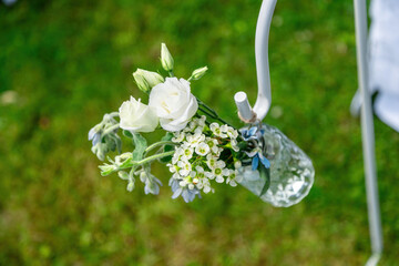 Stunning Wedding Floral Arrangements in Summer, Elegant Romantic Blossoms for a Marriage Ceremony...