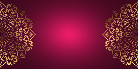 Luxury golden mandala design with intricate floral and paisley patterns. © Kay