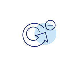 Renew arrow and minus. Cancel renewal, no recycling available. Pixel perfect, editable stroke vector icon